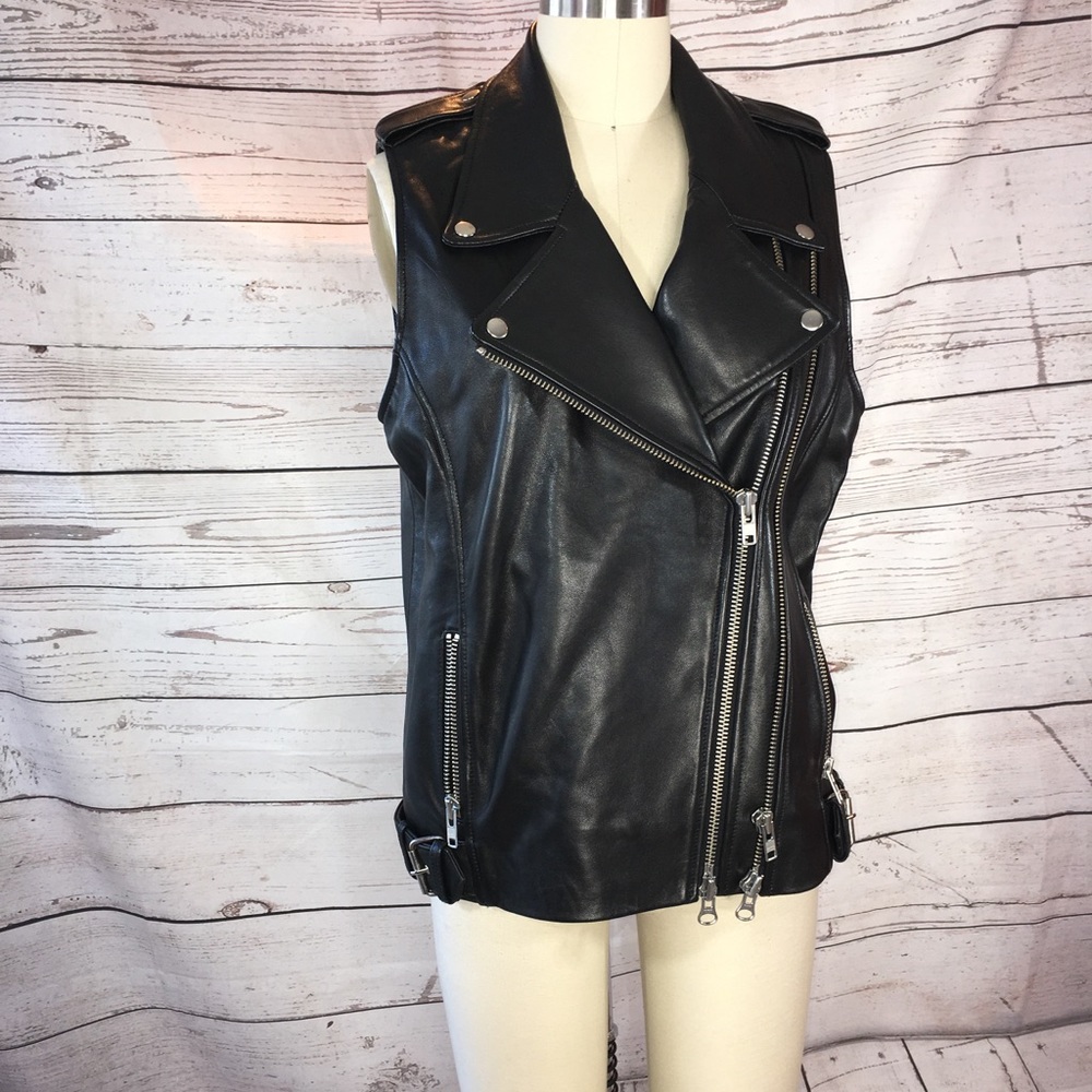 MASON real leather nwot asymmetric vest sleeveless blazer jacket